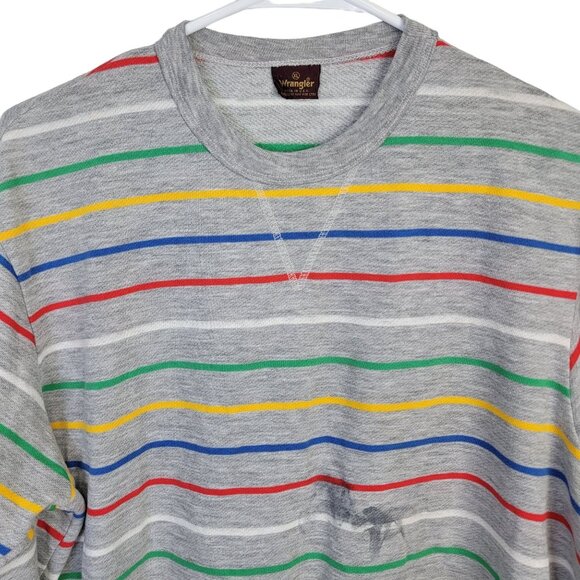 Wrangler Vintage 80s Sweatshirt Unisex XL Women Men Primary Stripe Shirt Top Fun - Picture 8 of 13